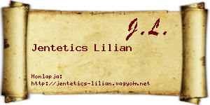 Jentetics Lilian névjegykártya